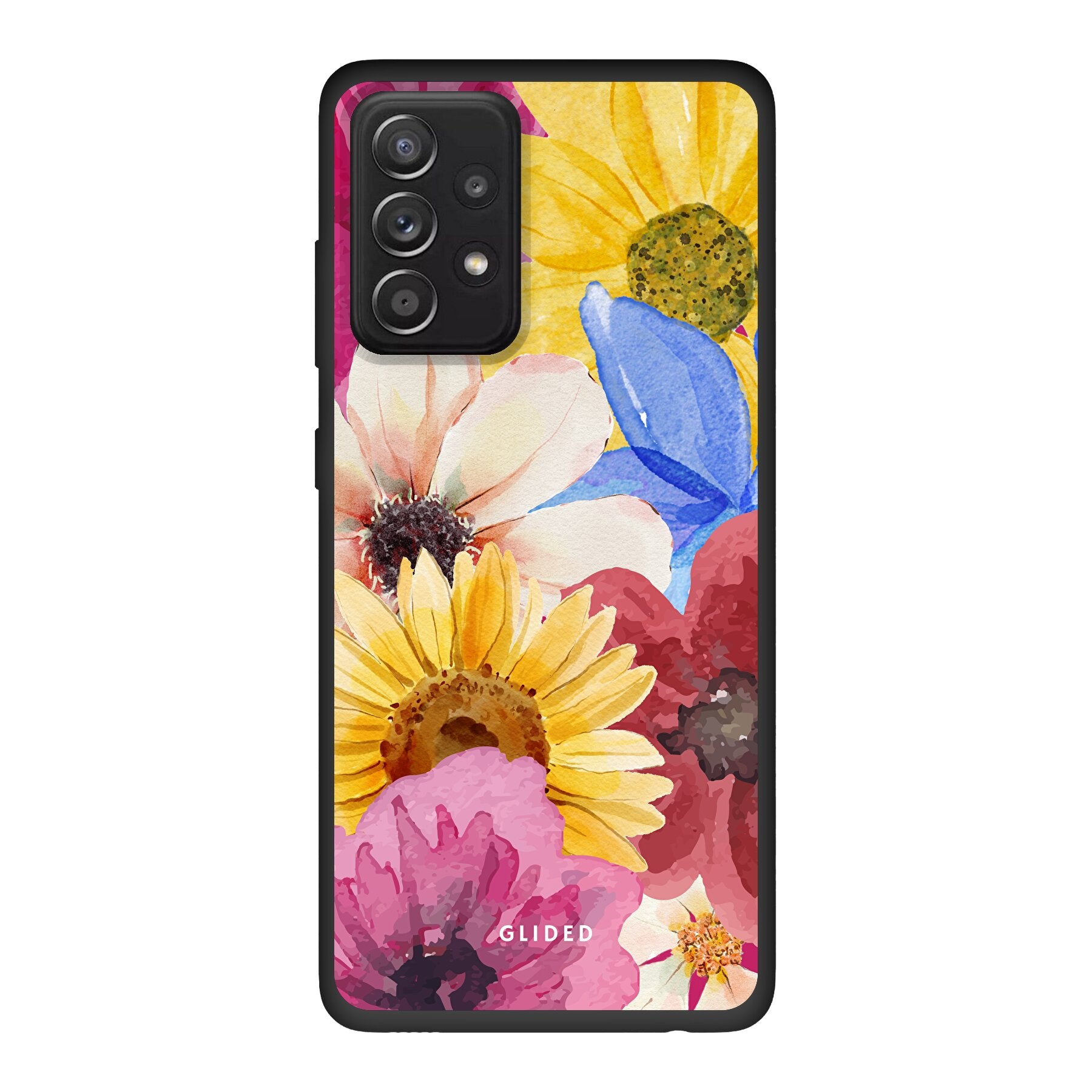 Bouquet Handyhülle für Samsung Galaxy A52 mit bunten Blumenmotiven, die stilvollen Schutz bietet.